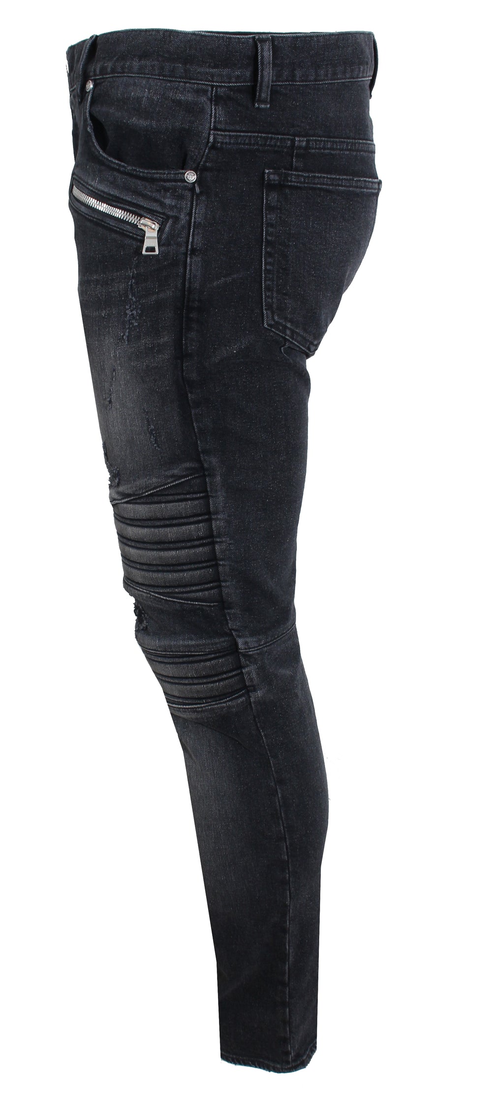 Balmain B Embossed Ribbed Slim Jeans in black – view 2 of 4
