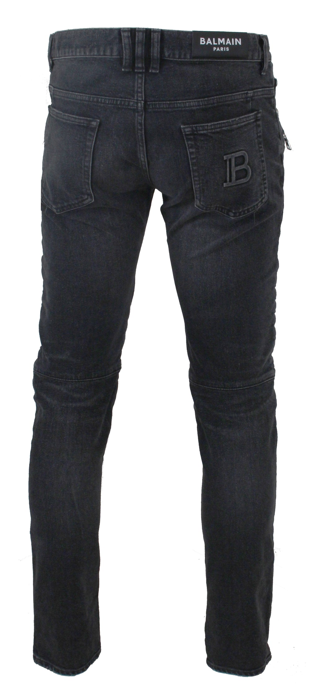 Balmain B Embossed Ribbed Slim Jeans in black – view 3 of 4