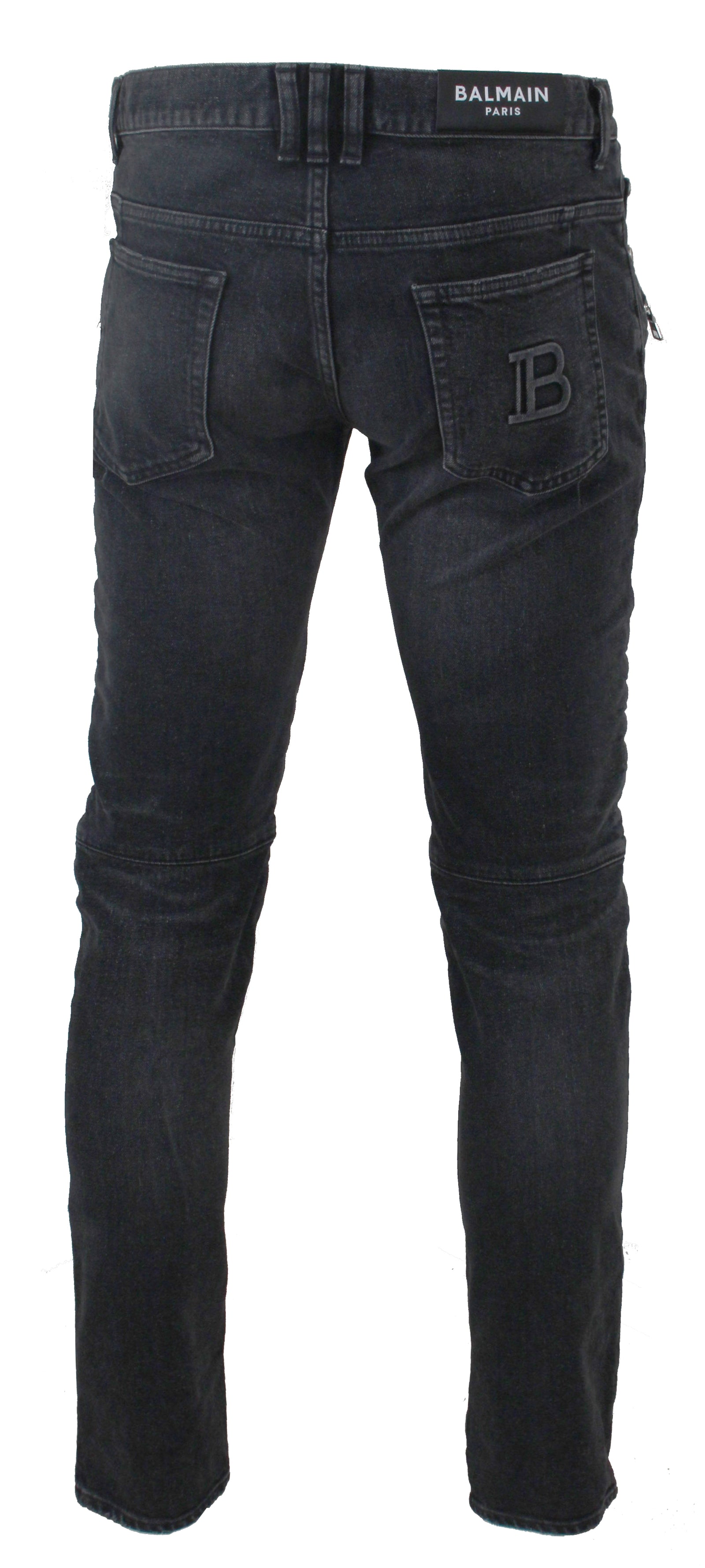 Balmain B Embossed Ribbed Slim Jeans in black – view 3 of 4