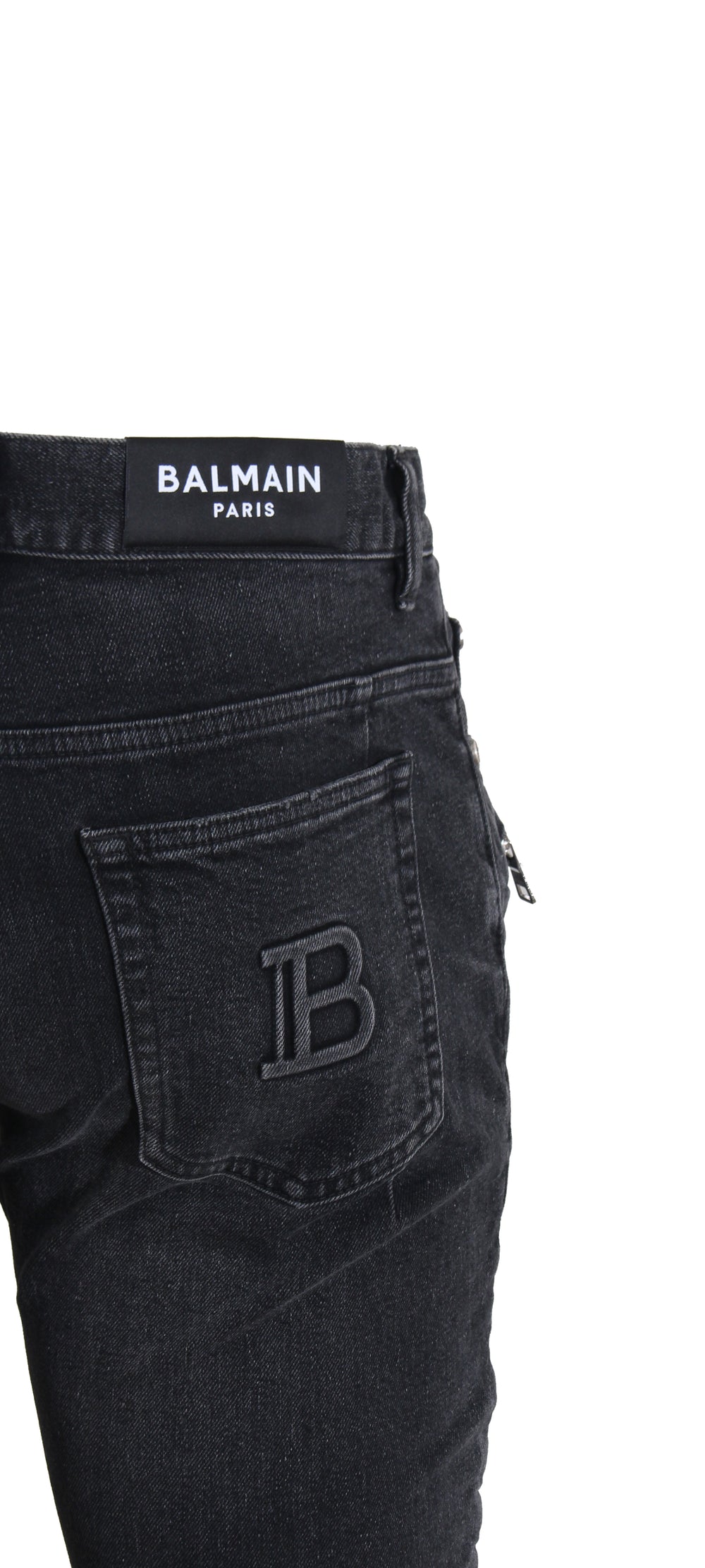Balmain B Embossed Ribbed Slim Jeans in black – view 4 of 4