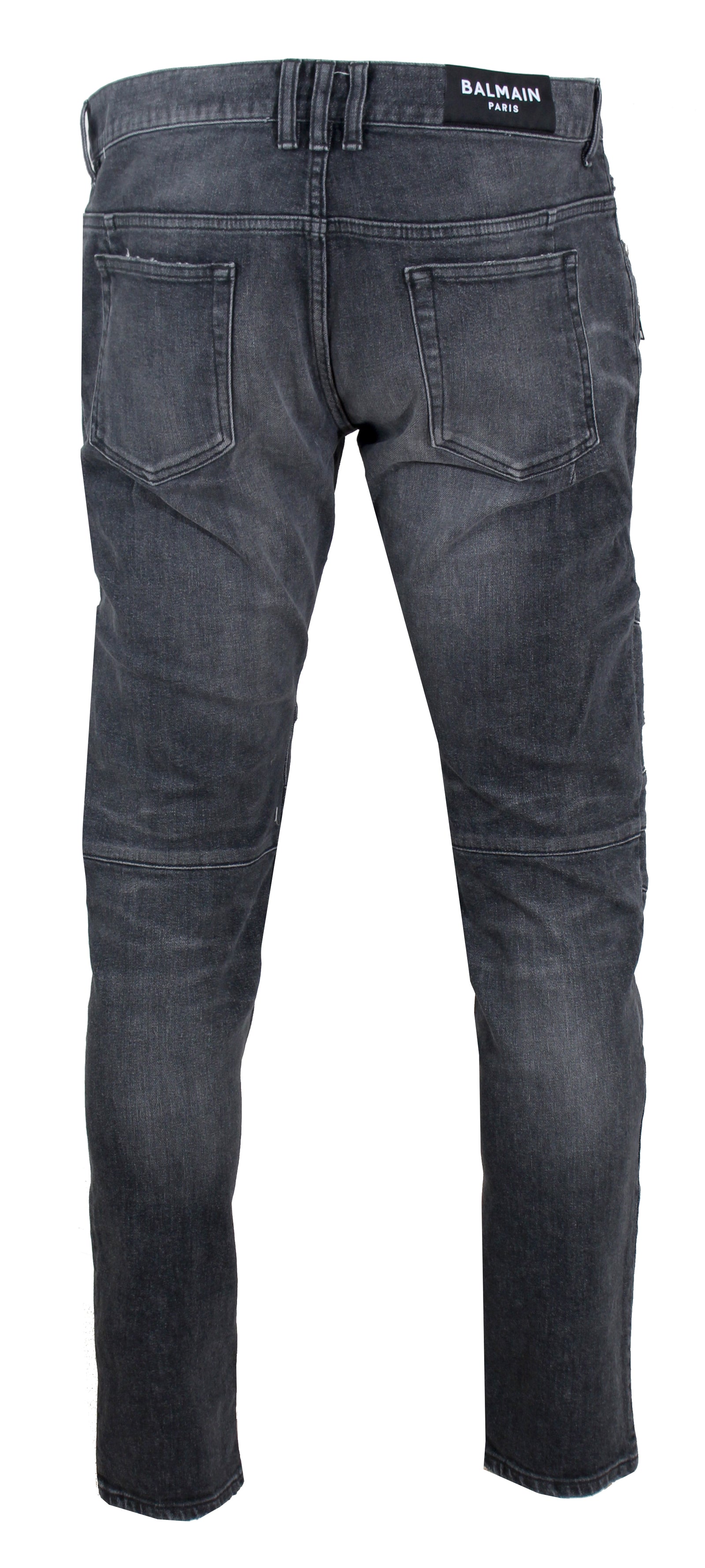 Ribbed Patches Slim Jeans - Destroy Black