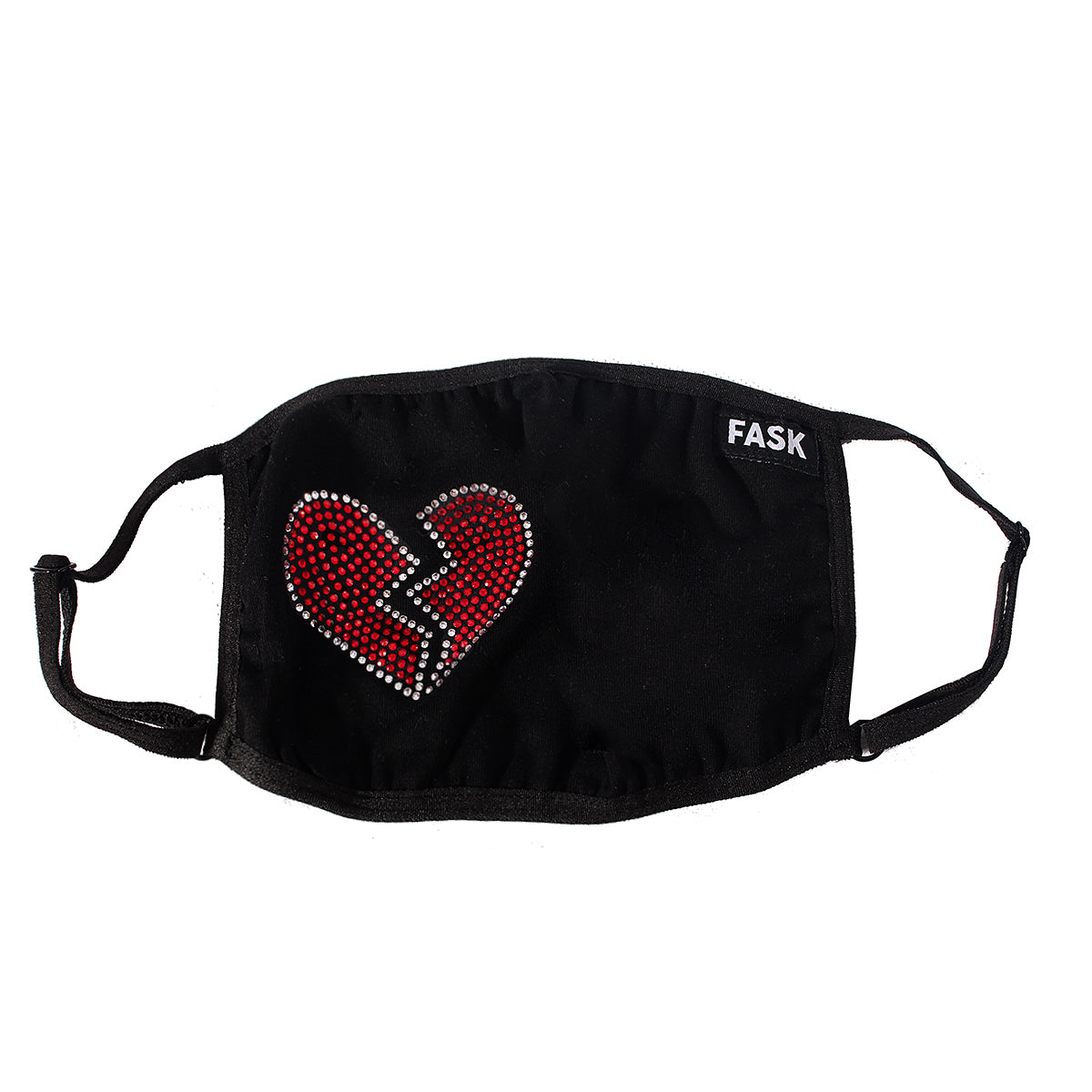 FASK Broken Heart Cotton 2.0 Stoned Mask with Interchangeable Filter and Adjustable Size Strap