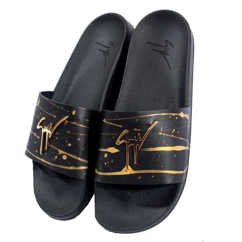 Giuseppe Zanotti Newburel slides in black paint splatter – view 1 of 3
