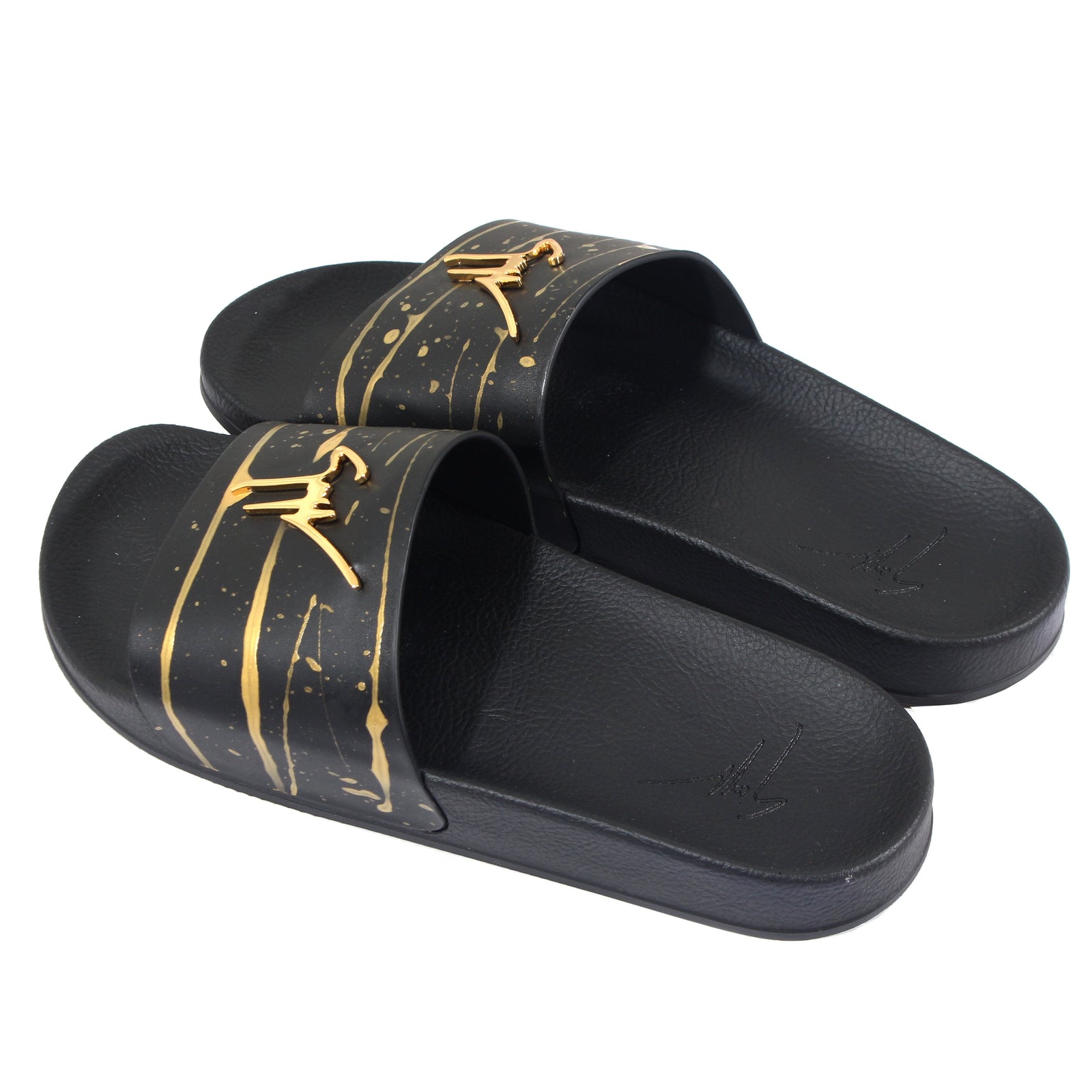 Giuseppe Zanotti Newburel slides in black paint splatter – view 2 of 3
