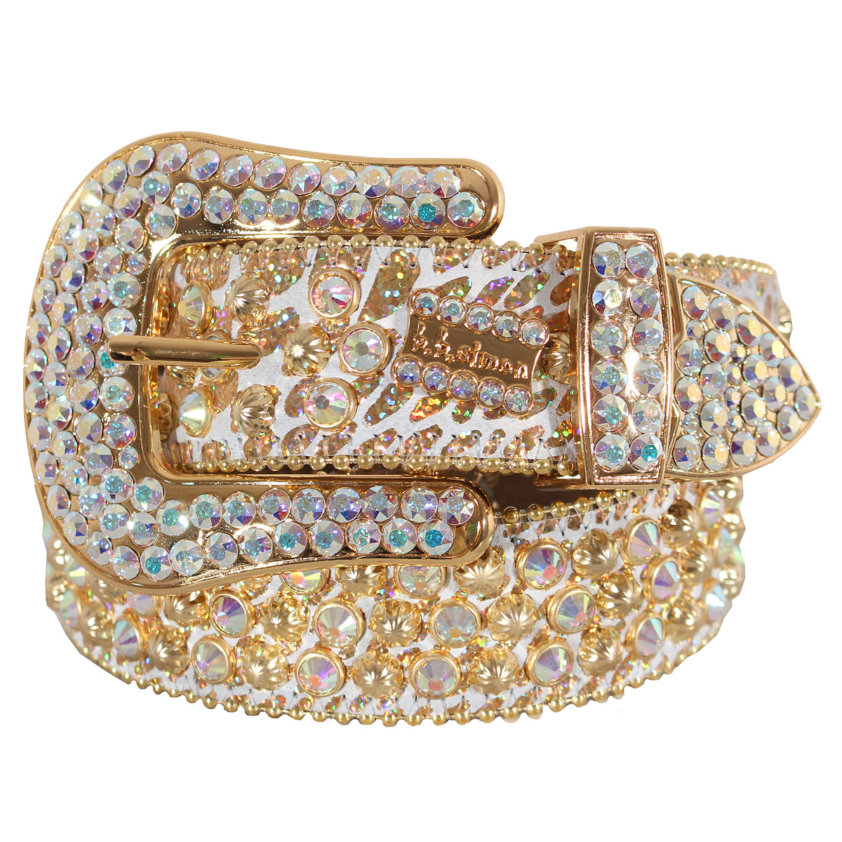 Bb Simon 2617 | White Giraffe with Gold Parachutes and Iradecent Crystals