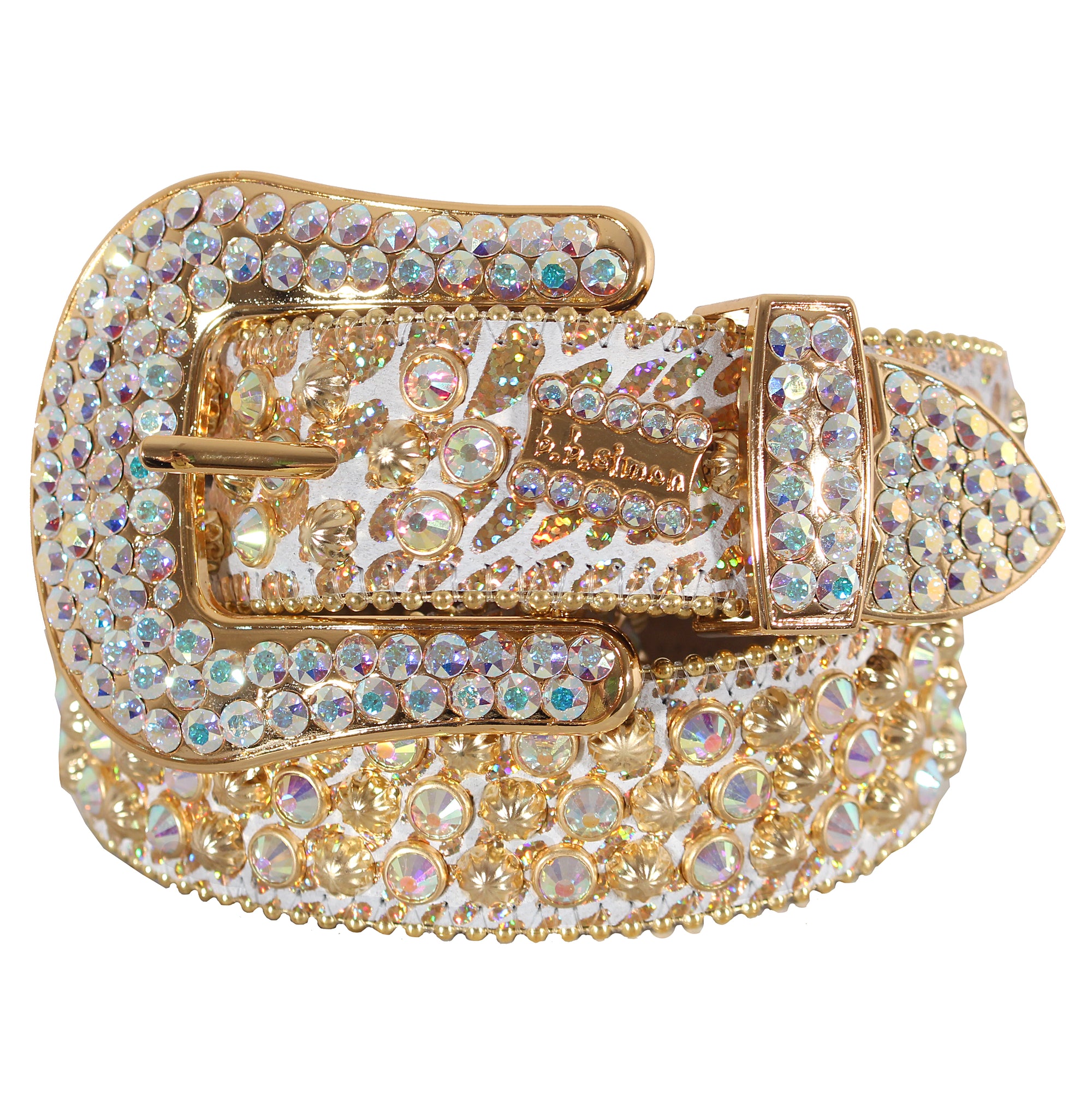 Bb Simon 2617 | White Giraffe with Gold Parachutes and Iradecent Crystals