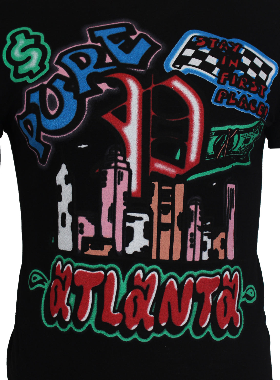 Pure Atlanta Airbrush Graffiti Tee in black – view 2 of 3