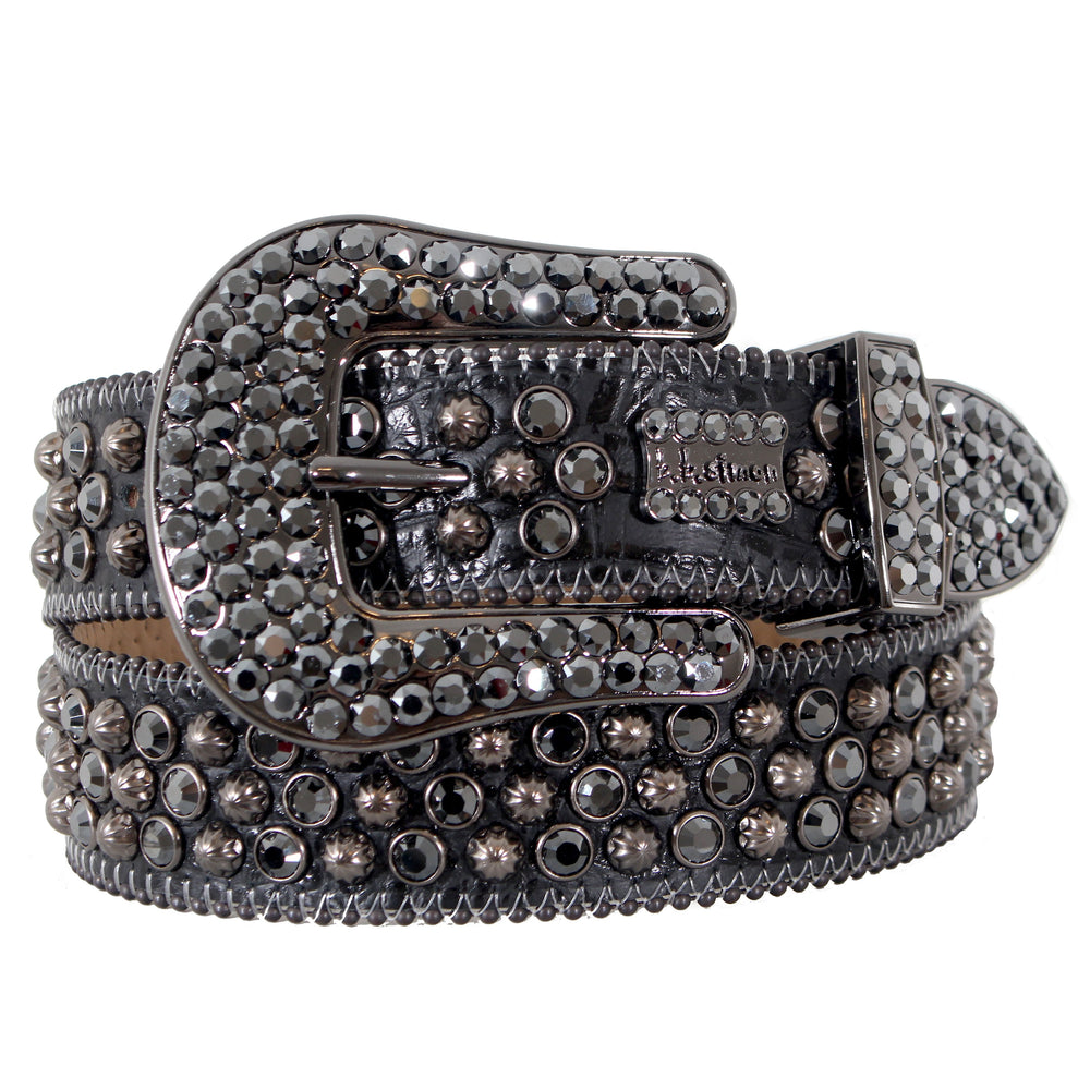 B.B. Simon Black Belt With Smoke Crystals and Pewter Parachutes – view 1 of 1
