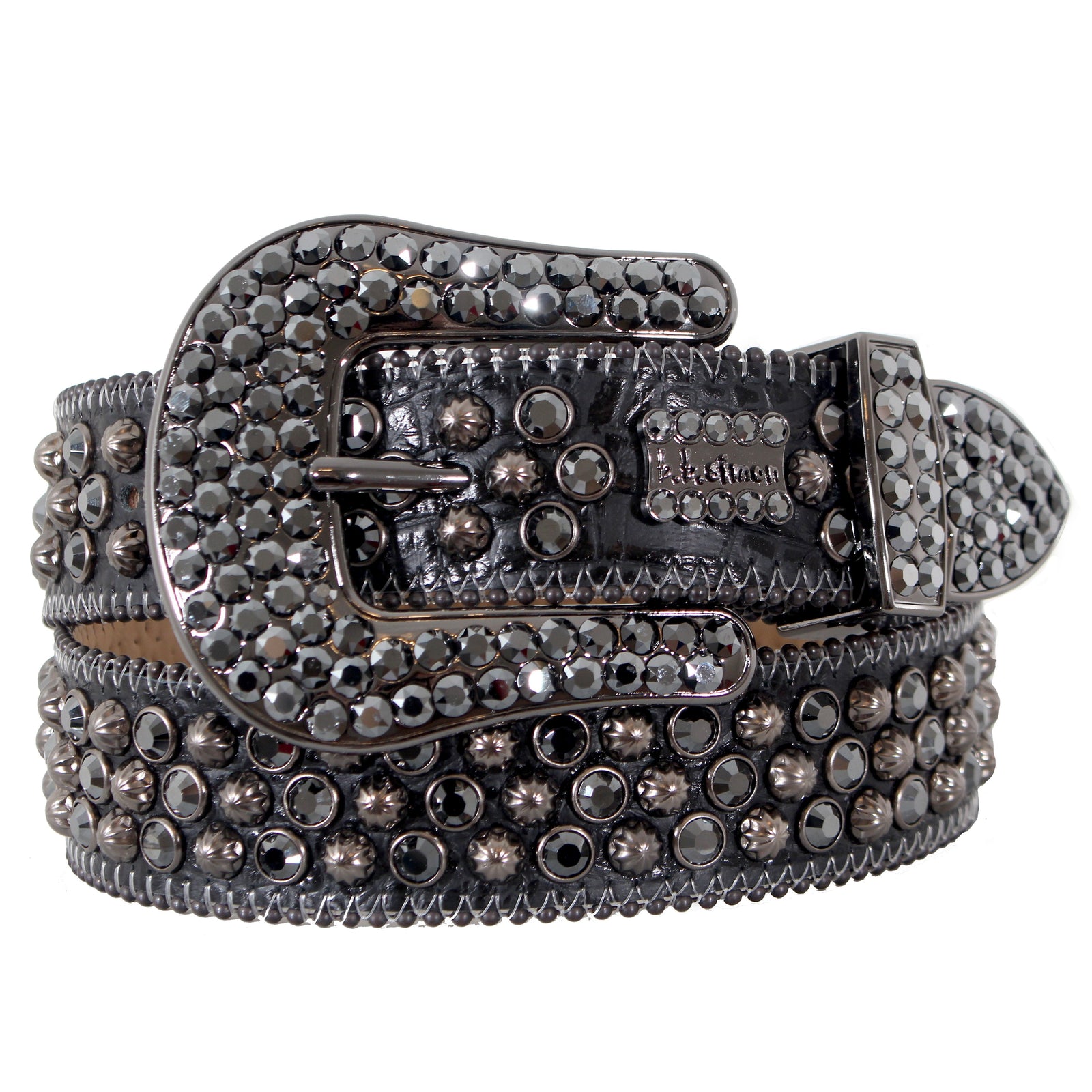 B.B. Simon Black Belt With Smoke Crystals and Pewter Parachutes – view 1 of 1