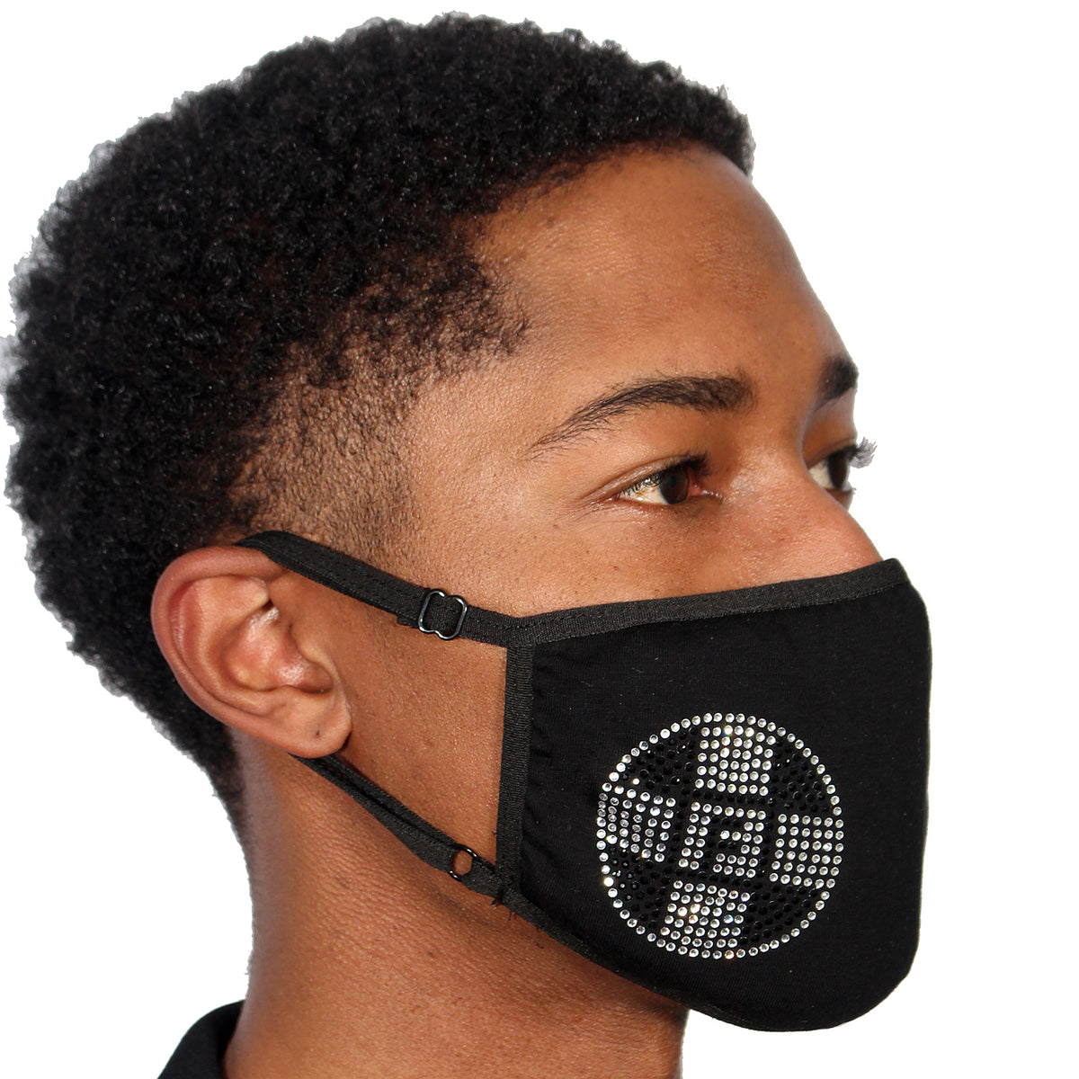 FASK Logo Cotton 2.0 Stoned Mask with Interchangeable Filter and Adjustable Size Strap-Black