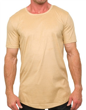Kash Elongated Stretch Suede Tunics Tee (Creme)