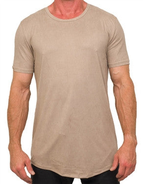 Kash Elongated Stretch Suede Tunics Tee (Taupe)