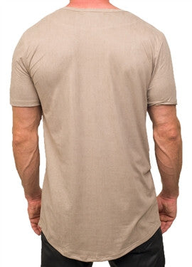 Kash Elongated Stretch Suede Tunics Tee (Taupe)