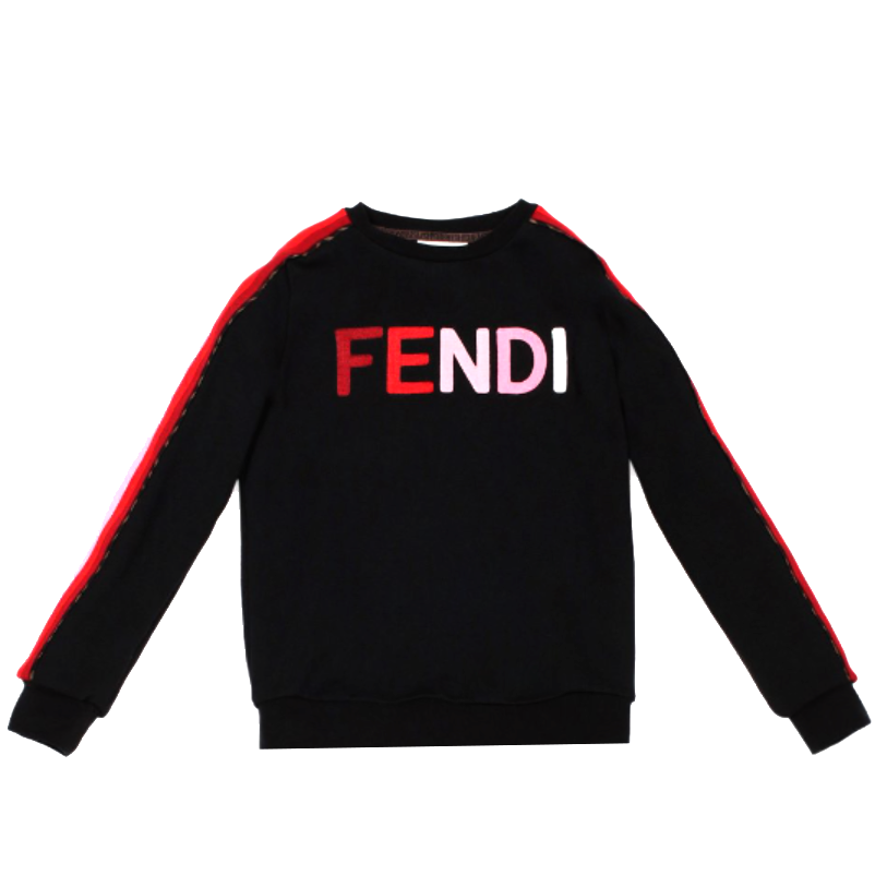 Kids Fendi Long Sleeve Sweat Top with Side Racer Stripe Logo