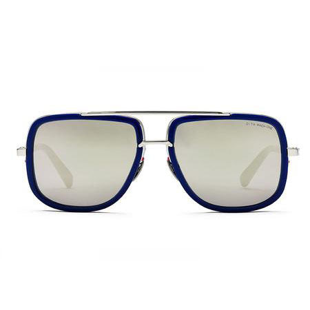DITA MACH ONE BLUE FRAME SILVER HARDWARE GOLD FLASH LENS