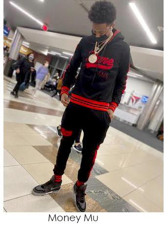 Logo Pure All Varsity Long Sleeve Hoodie in black/red – view 9 of 11