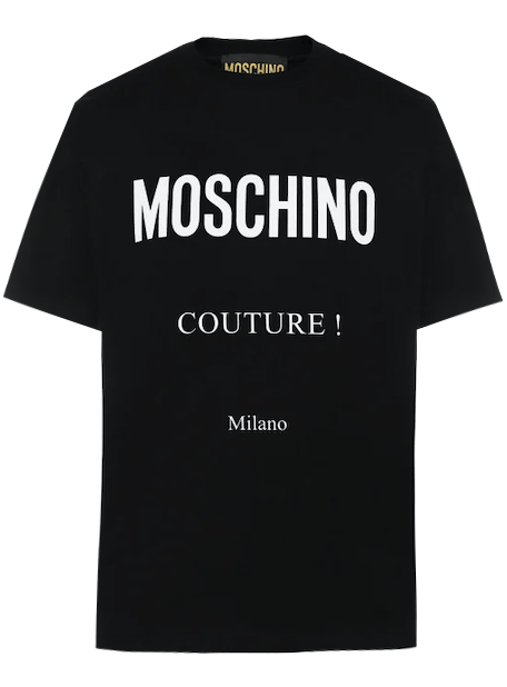 Cotton T-Shirt with Moschino Couture Print in Black – view 1 of 2