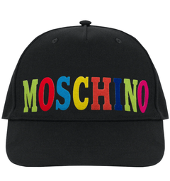MOSCHINO MULTICOLOR LOGO VISOR CAP - BLACK - PureAtlanta.com