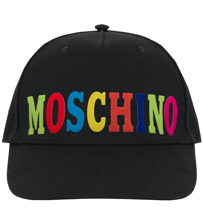 MOSCHINO MULTICOLOR LOGO VISOR CAP - BLACK - PureAtlanta.com
