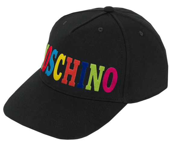 MOSCHINO MULTICOLOR LOGO VISOR CAP - BLACK - PureAtlanta.com