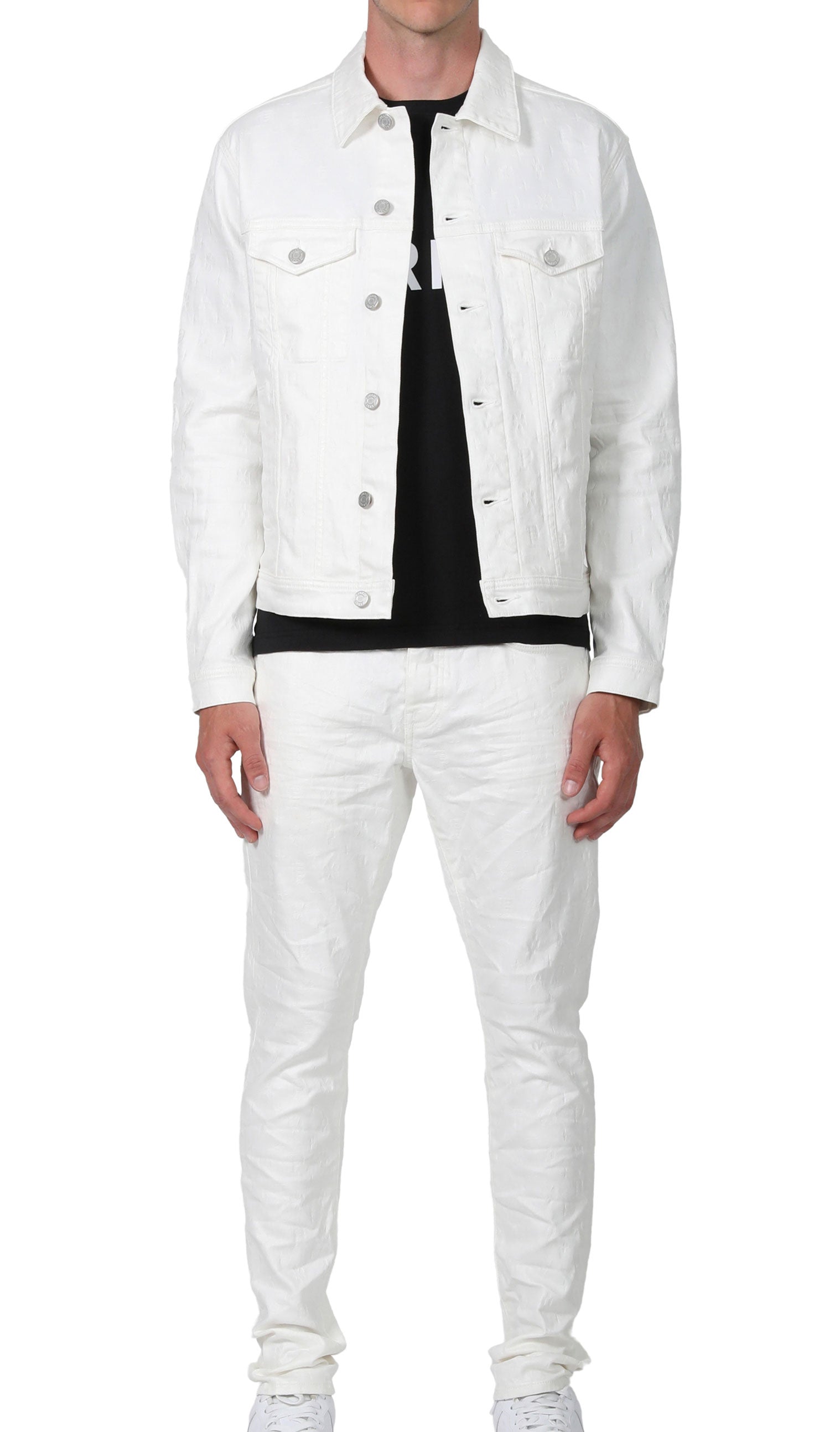 Purple Brand White Film Monogram Jacquard Trucker in White – view 4 of 4