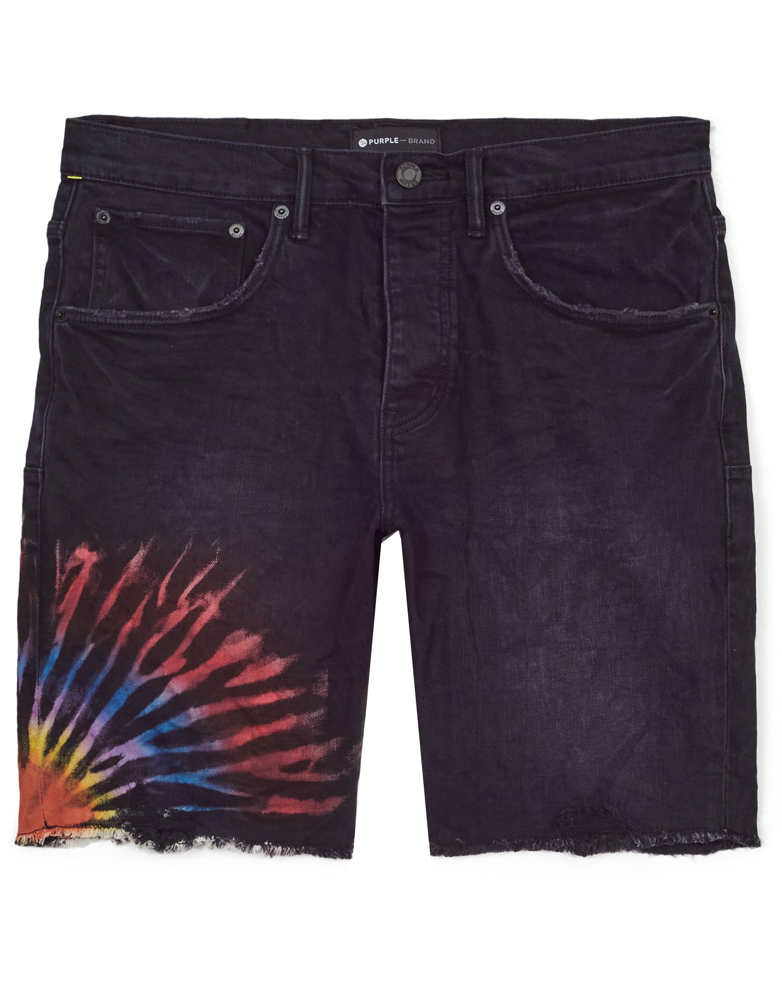 Multicolour Tie Dye Black Shorts