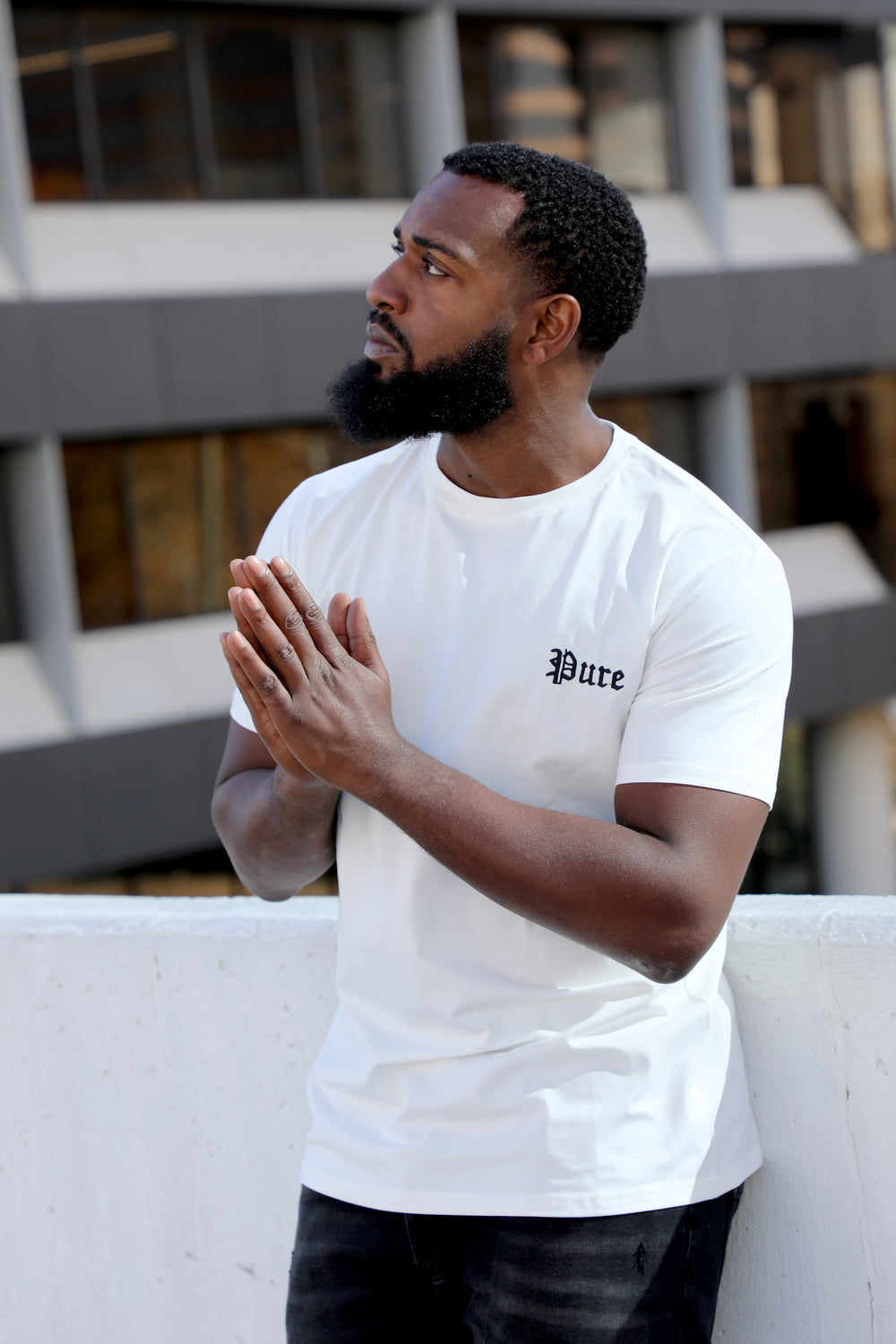 Pure Embroidered Tee in off white – view 2 of 5