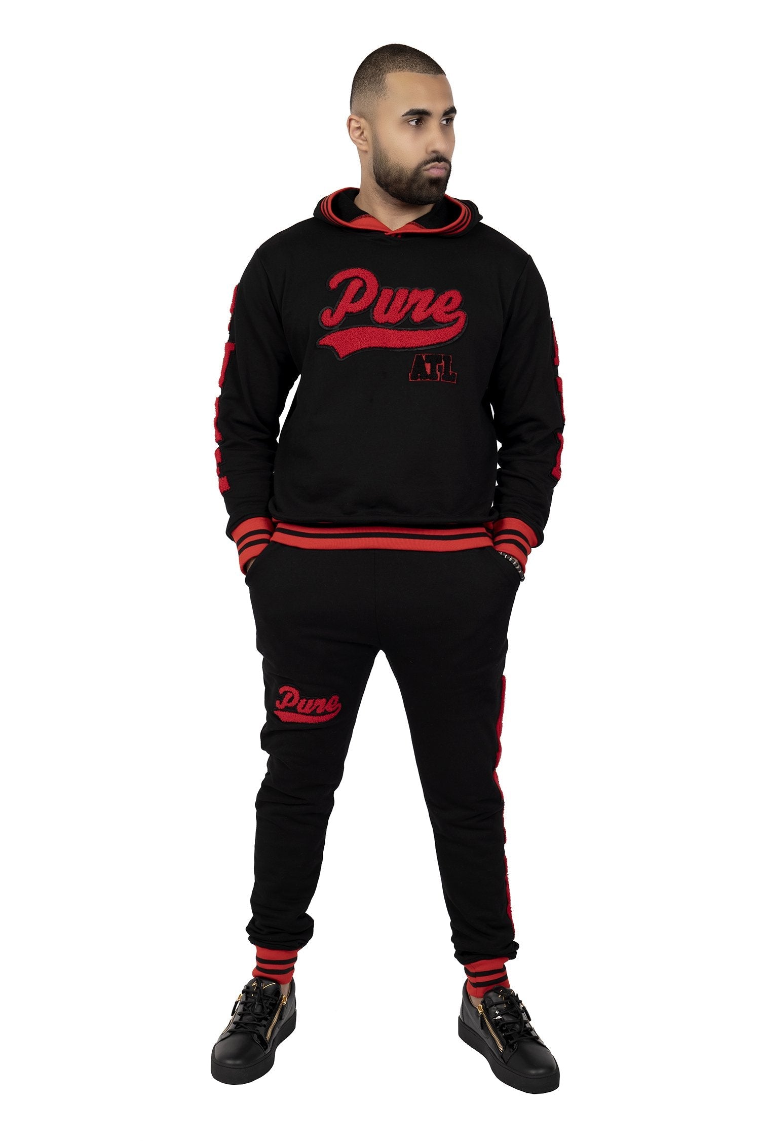 Logo Pure All Varsity Hoodie in black/red – view 3 of 11