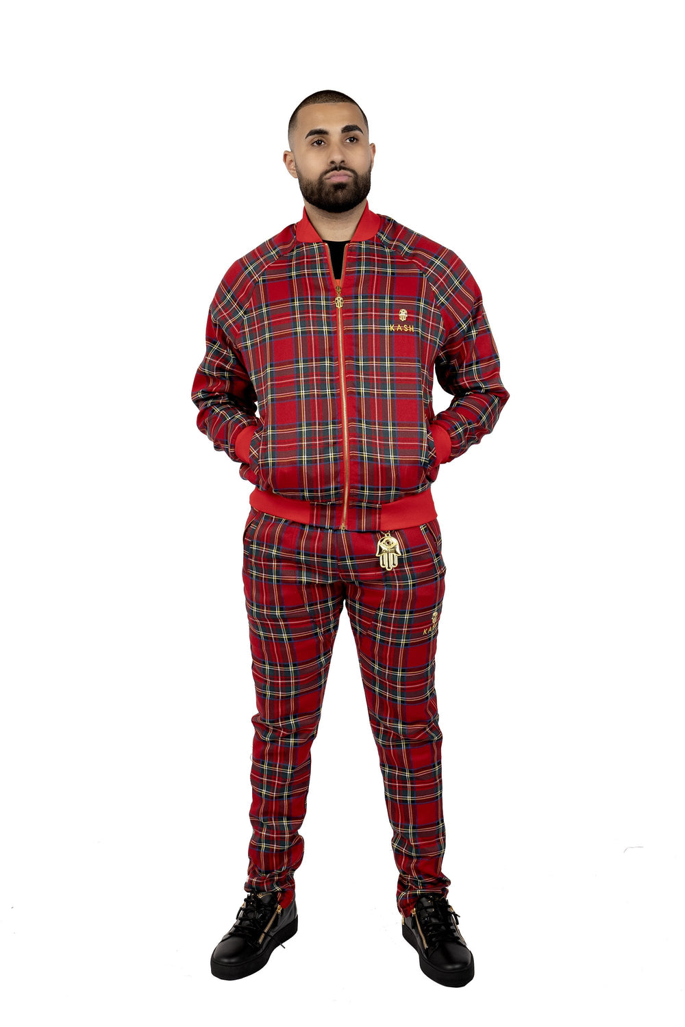 Red Plaid Track Jacket with Embroidered KASH – view 2 of 8