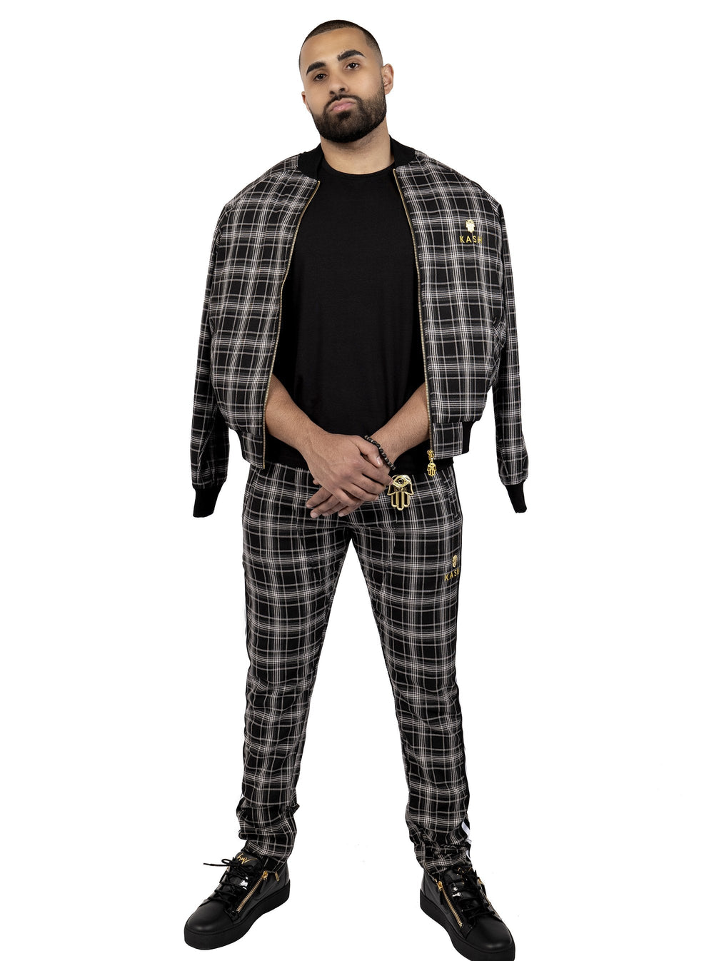 Kash Plaid Track Pants in black/white – view 2 of 8
