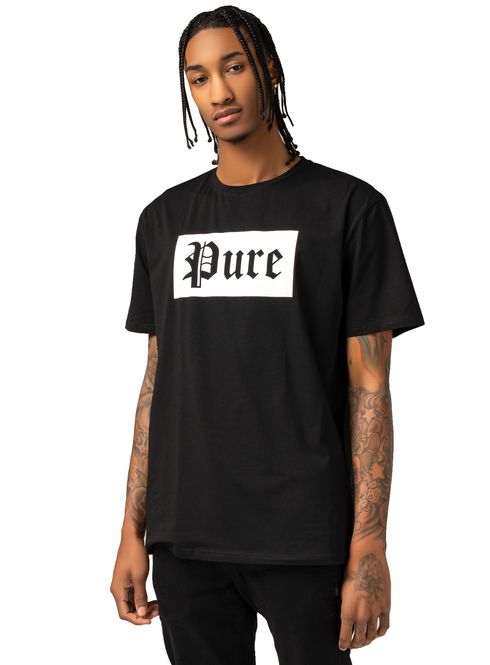 PURE BLOCK LOGO STRETCH - BLACK/WHITE
