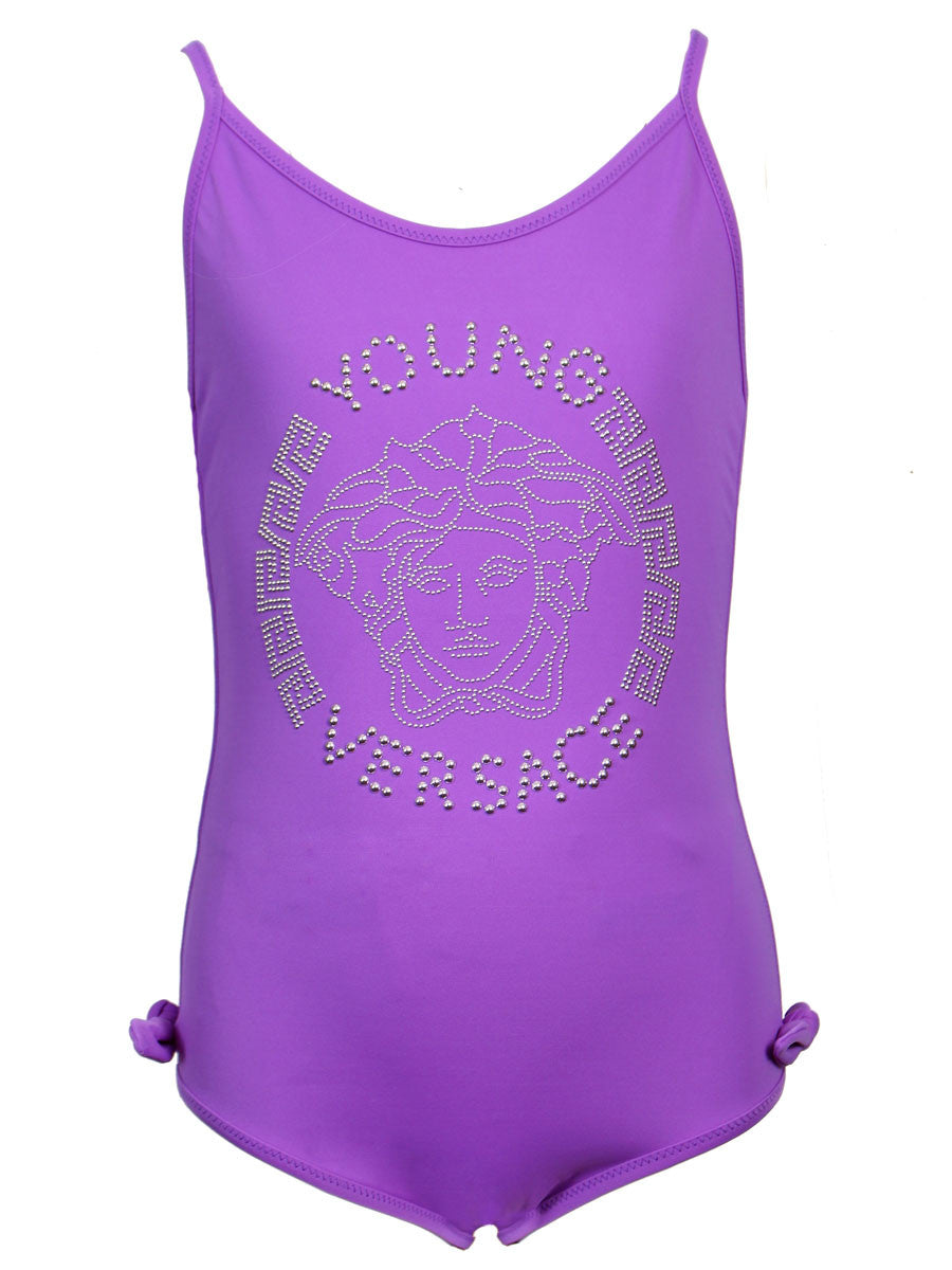 Girls Embellished Medusa Swimsuit-Purple