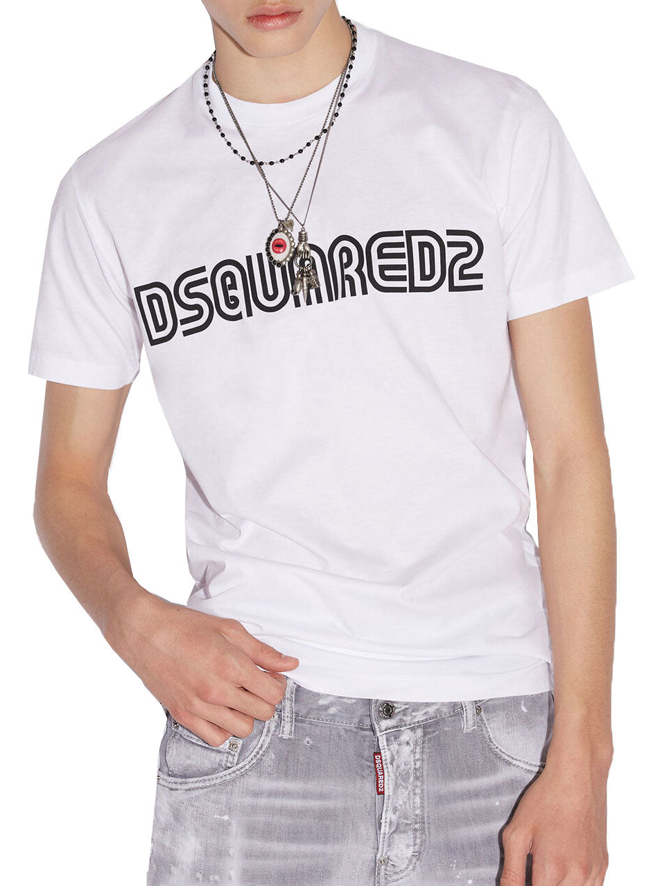 DSQUARED2 D2 Outline Cool Tee in white – view 1 of 3