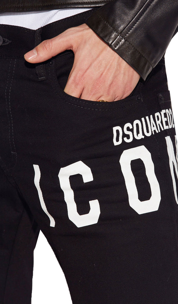 【新品 超希少】DSQUARED2 SkaterJeans ロゴ 総柄 42 黒 DSQUARED2 SKATER JEANS - BLACK - PureAtlanta.com