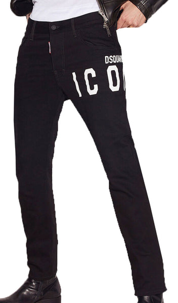 【新品 超希少】DSQUARED2 SkaterJeans ロゴ 総柄 42 黒 S-ICON SKATER DENIM - BLACK - PureAtlanta.com