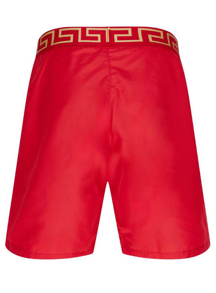 Versace Greca Border Swim Trunk in red and gold – view 2 of 2
