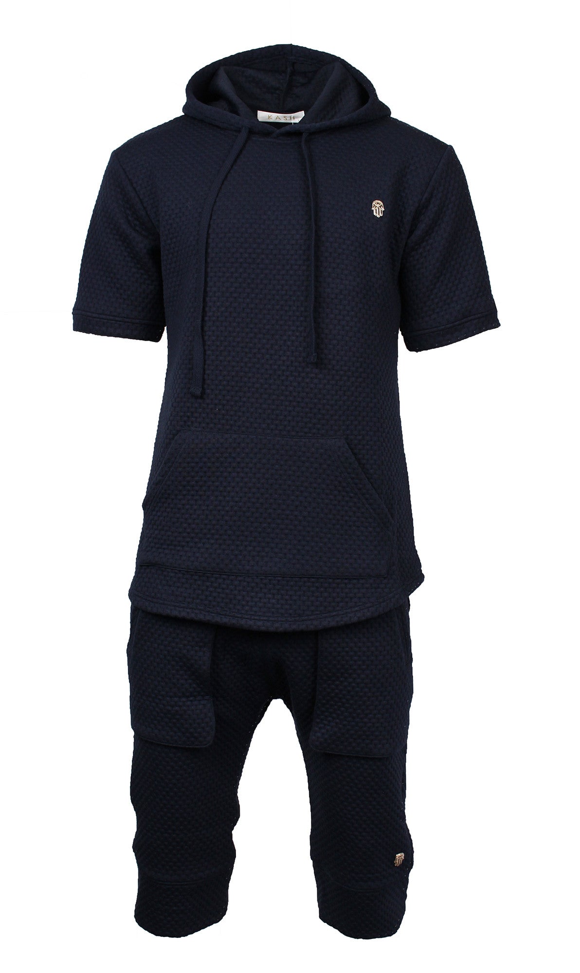 Kash Navy Basket Weave Tech Hoodie in navy – view 3 of 3