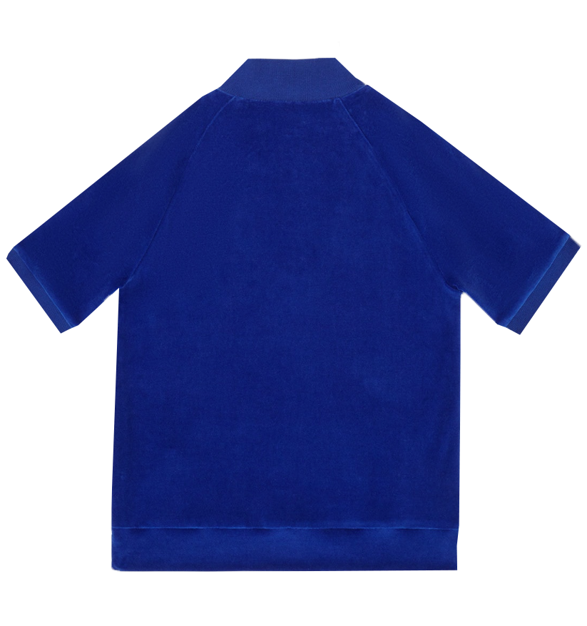 Fendi Boy SS Velour Top with Caligraphy FF Logo-Navy – view 2 of 4