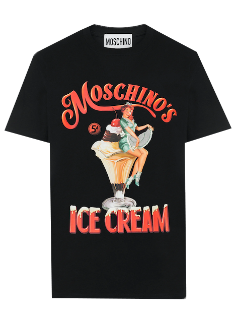 MOSCHINO'S ICE CREAM ORGANIC JERSEY T-SHIRT - BLACK