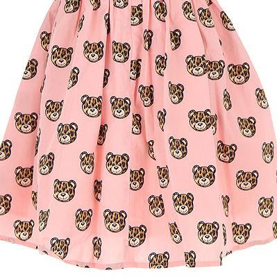 Girls Short Sleeve Dress with All over Teddy Print-Pink