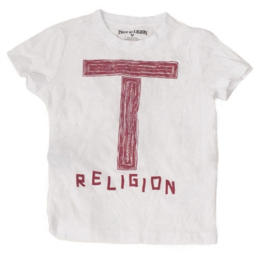 True Religion Letter Logo Boy's Tee in White