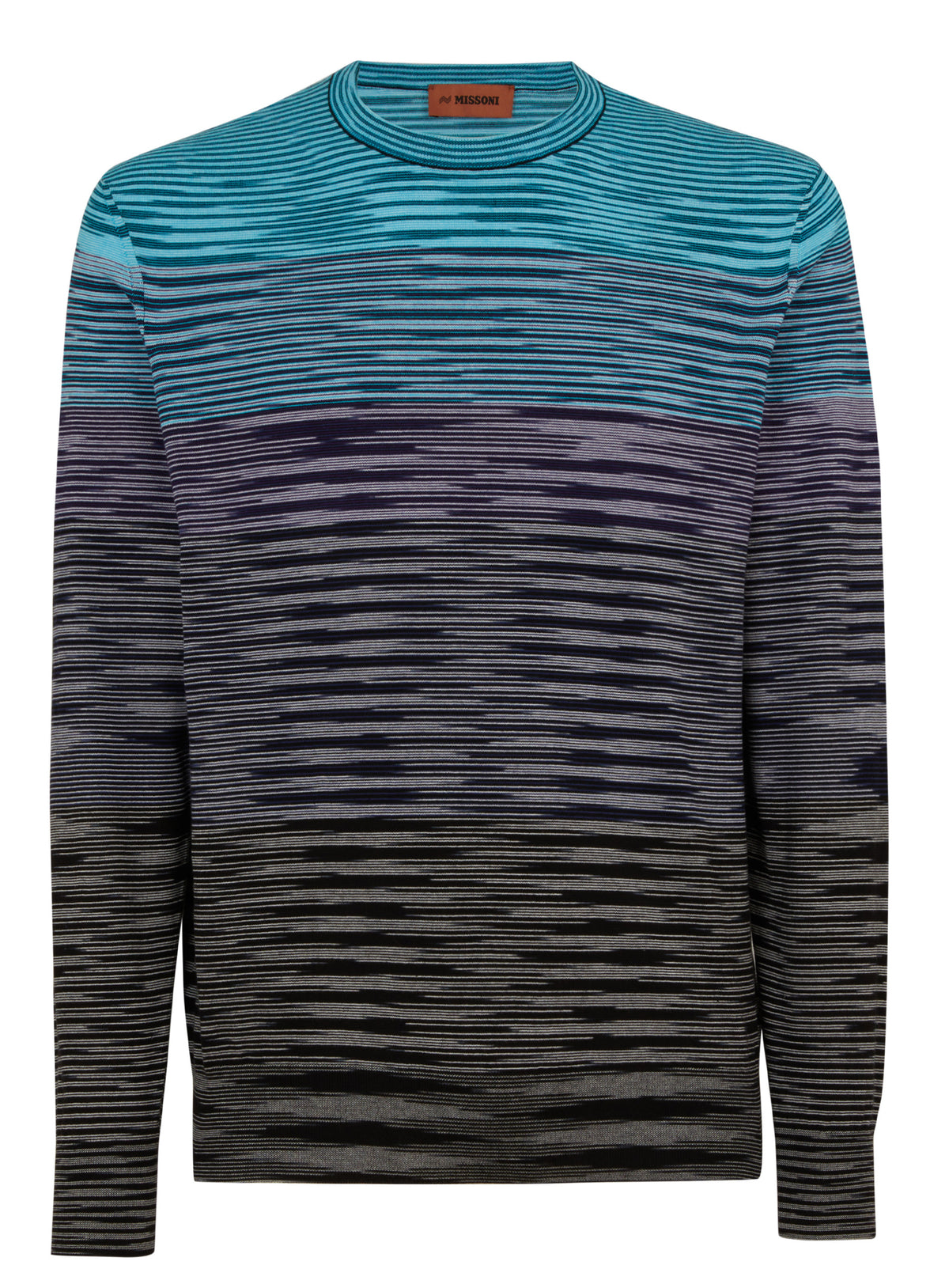 STRIPES COTTON CREWNECK SWEATER - BLUE/PURPLE