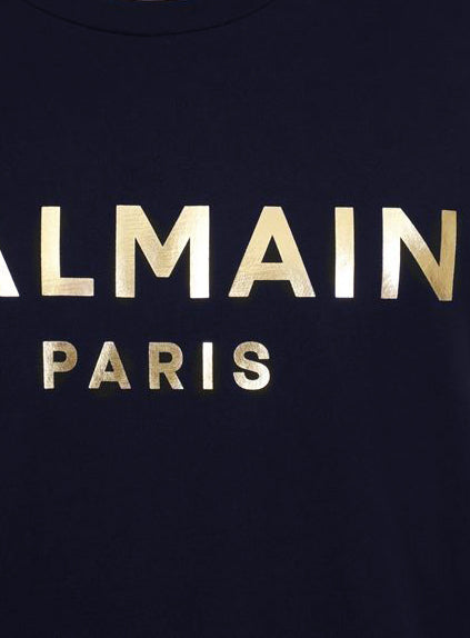 Balmain Foil Print Tee - Navy