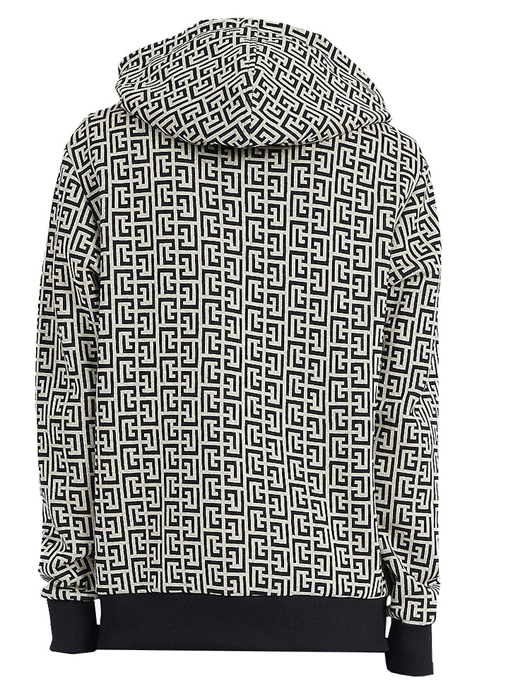 Zipped Hoodie Printed Jacket - Grey
