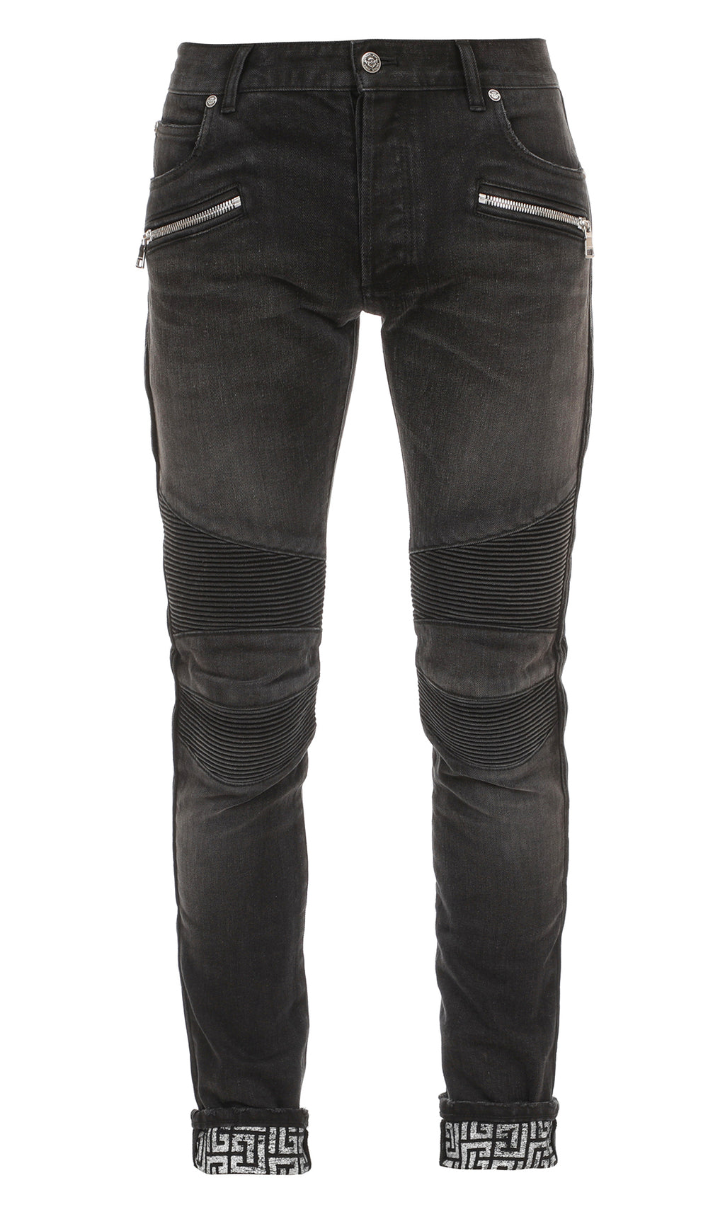 Balmain Men's Monogram Ribbed Jeans – Black