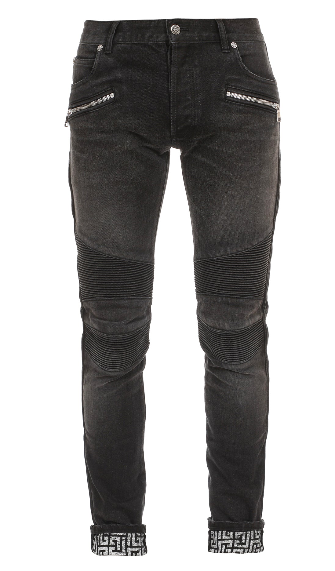Balmain Men's Monogram Ribbed Jeans – Black