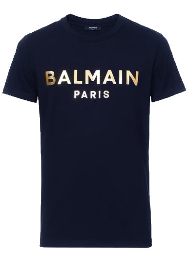Balmain Foil Print Tee - Navy