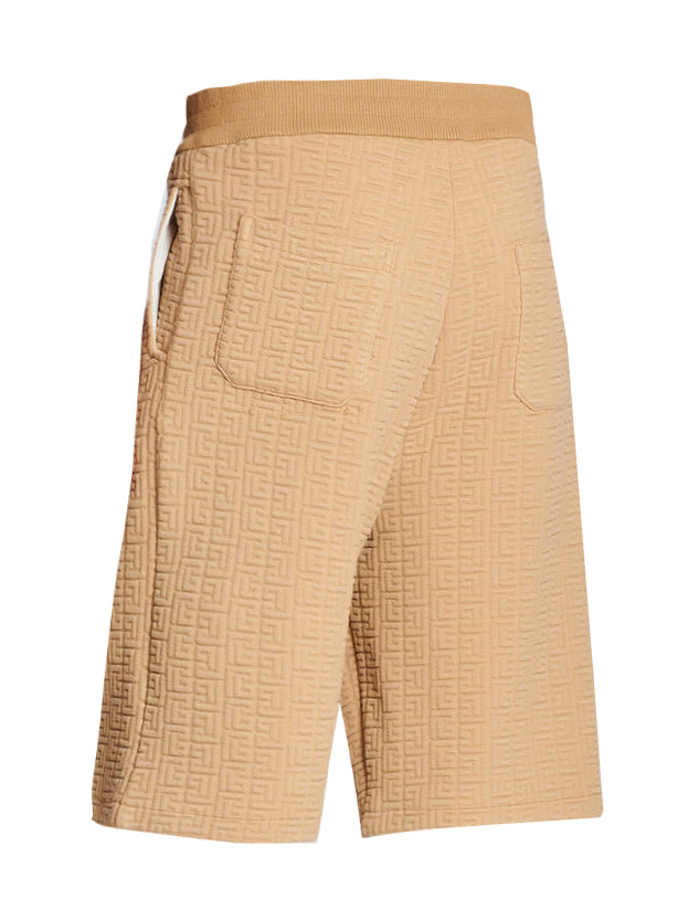 Balmain Embossed Monogram Bermuda Shorts in camel – view 3 of 4