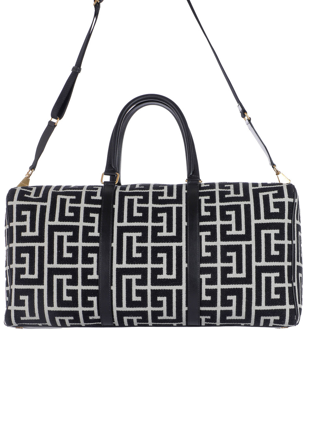 Balmain Paris VOYAGE BAG 50-MAXI MONOGRAM JACQUARD - IVORY/BLACK