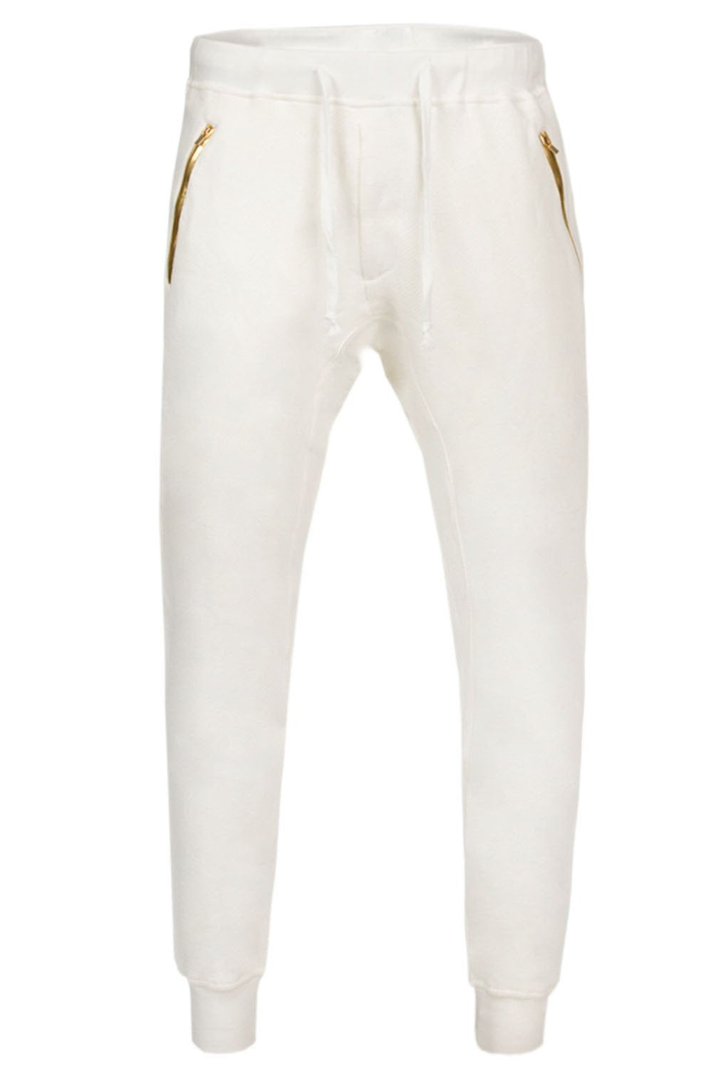 Men's Gold Trim Joggers - Cream